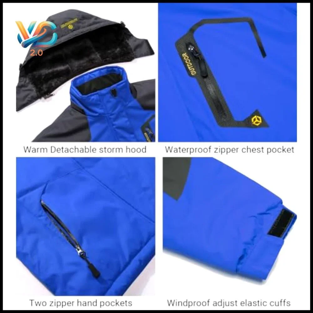 Men's Ski Jacket Waterproof Windproof‎ Fleece Lined Hooded Winter Coat